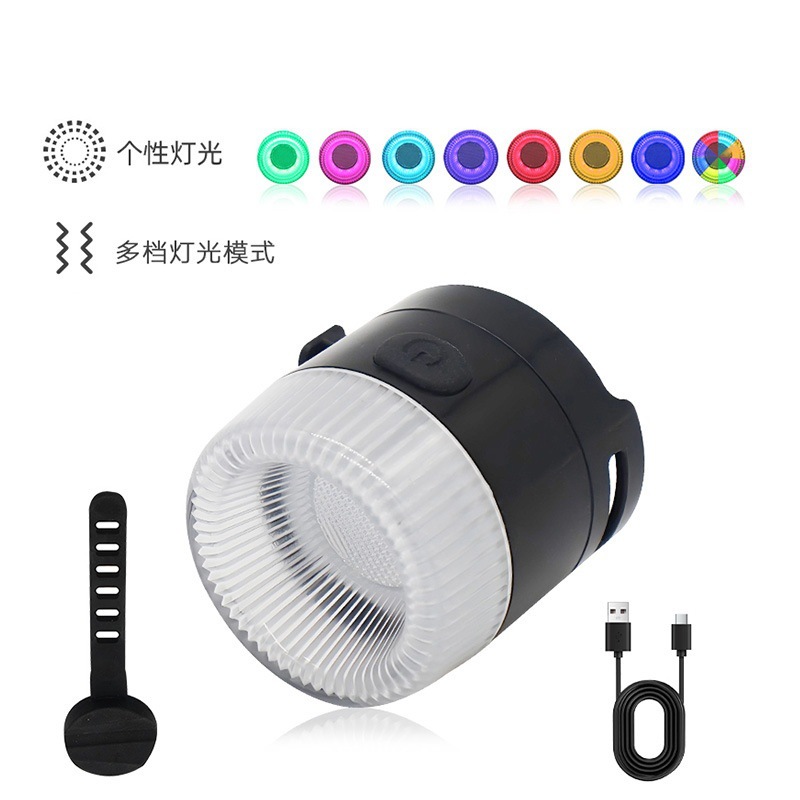 自行车尾灯夜骑灯充电骑行装备配件七彩灯单车灯夜间警示山地车灯