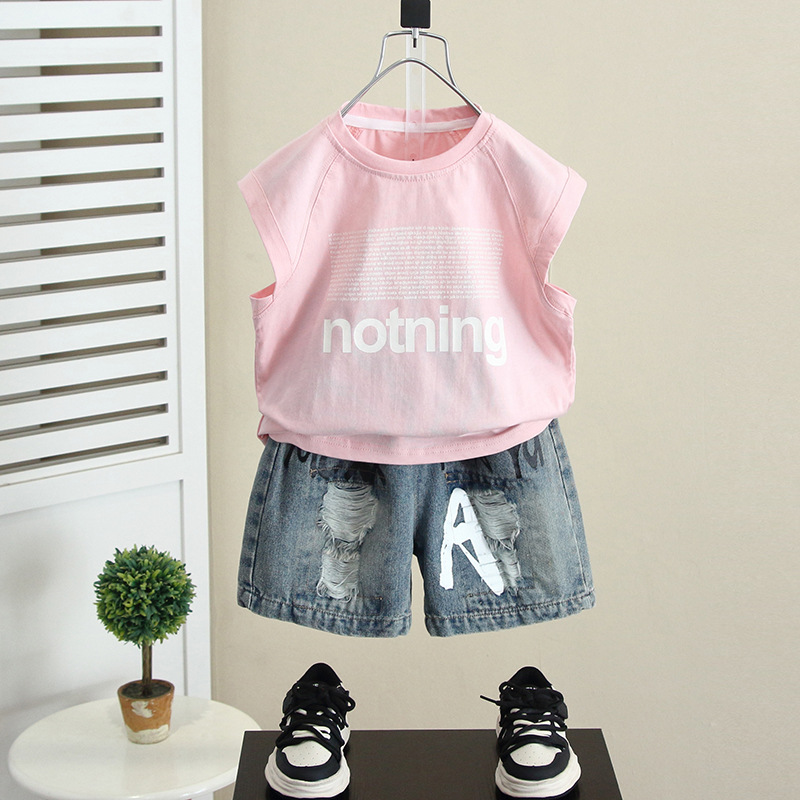 7172 Ropa para niños Traje de verano para niños 2025 Nuevo estilo Estilo occidental Chaleco sin mangas para bebés Niños guapos Verano