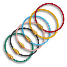 周家同款简约磨砂镀金3毫米葫芦扣DIY饰品皮绳手链港风推拉扣红绳