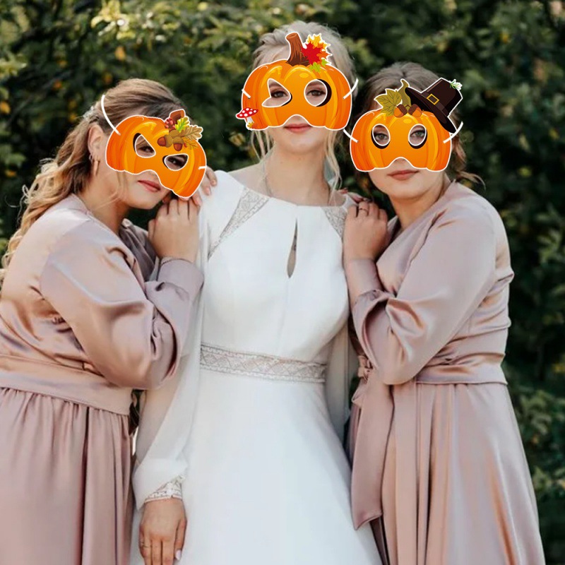 Nuevas máscaras de decoración de fiesta de Acción de Gracias transfronterizas, decoraciones de fiesta de cumpleaños de otoño, máscaras de calabaza, accesorios fotográficos