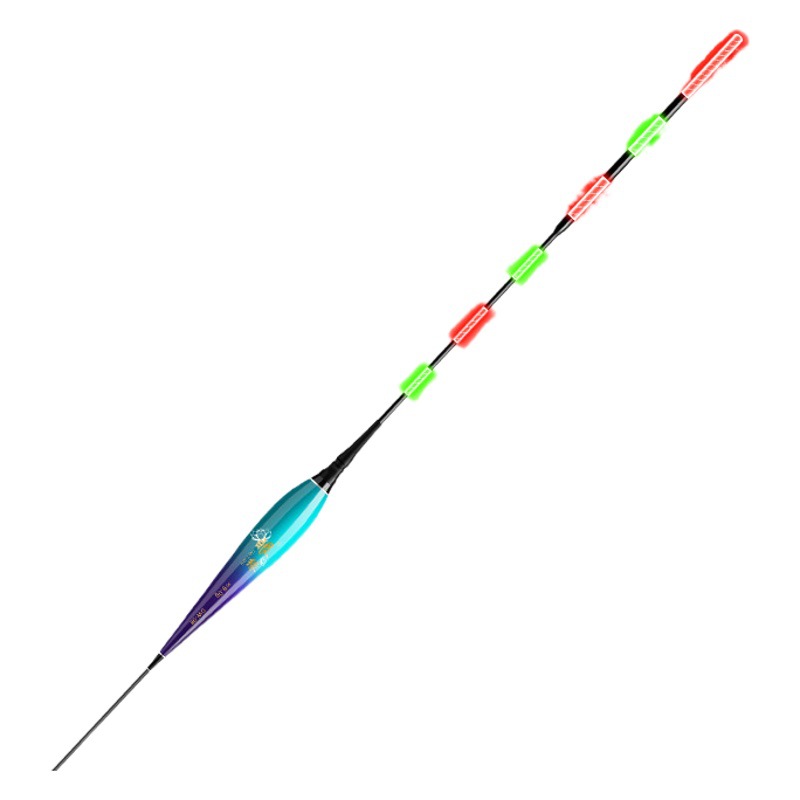 Day and night dual-purpose large silver carp electronic luminous float three-eye bold lengthened bite hook color striking night fishing float fish