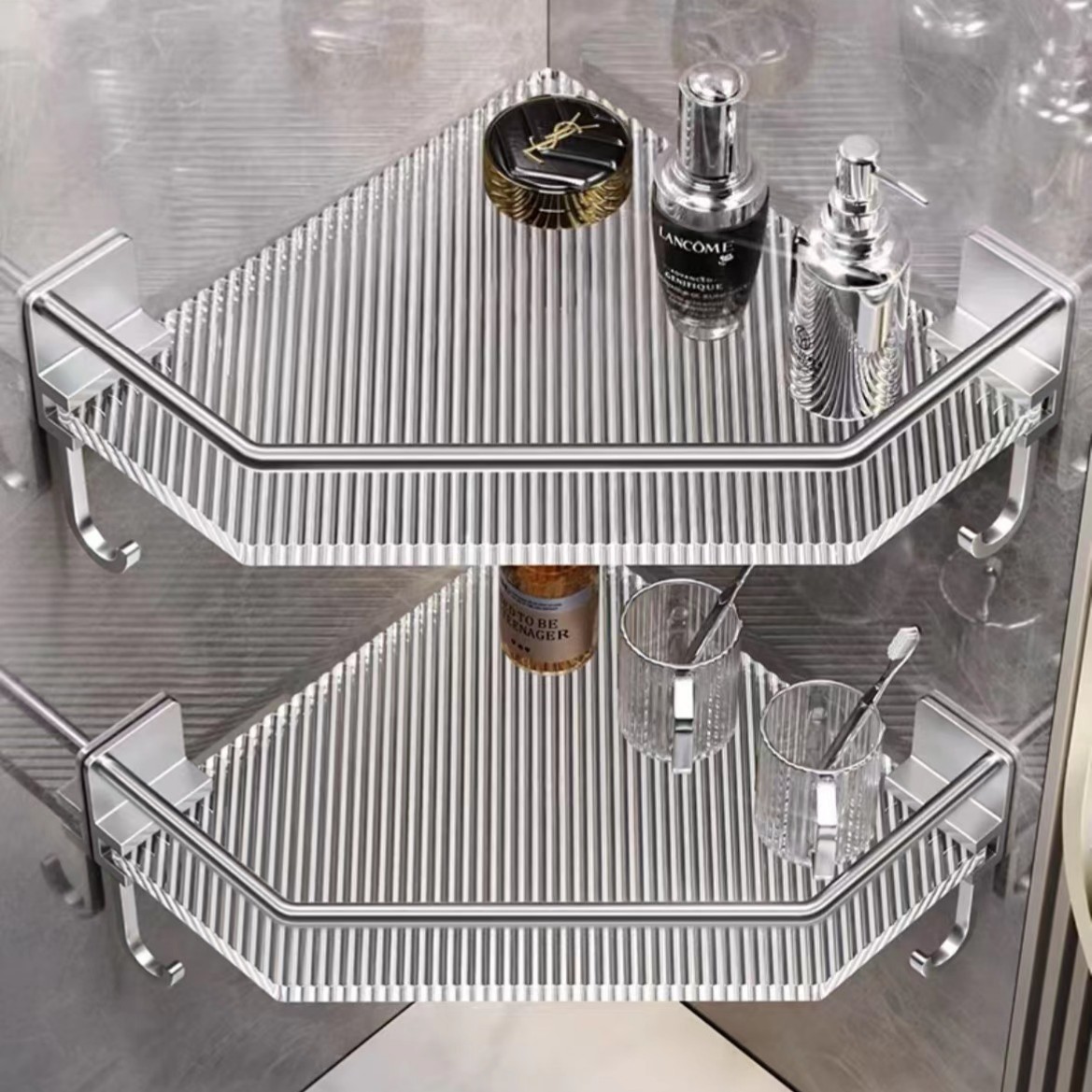Bathroom Storage Rack Bathroom Triangle Storage Rack Punch-Free Bathroom Toilet Acrylic Corner Storage Rack