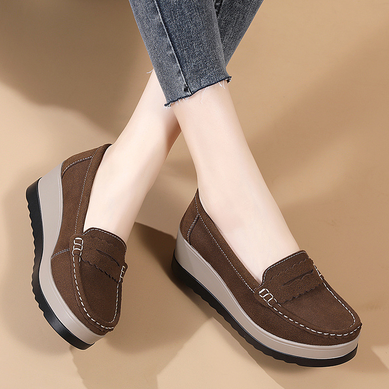 Size 35-43 Export Large Size Spring & Fall New Mother's Shoes Thick-Soled Casual Shoes Platform Shoes Women's Flats One-Leg Shoes