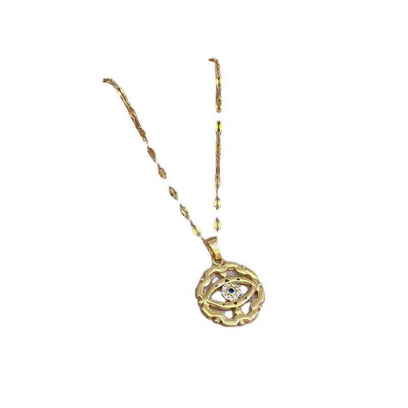 Light Luxury Full Diamond Micro-inlaid Zircon Devil's Eye Necklace Copper Electroplated Real Gold Pendant Ins Wind_voghion.com