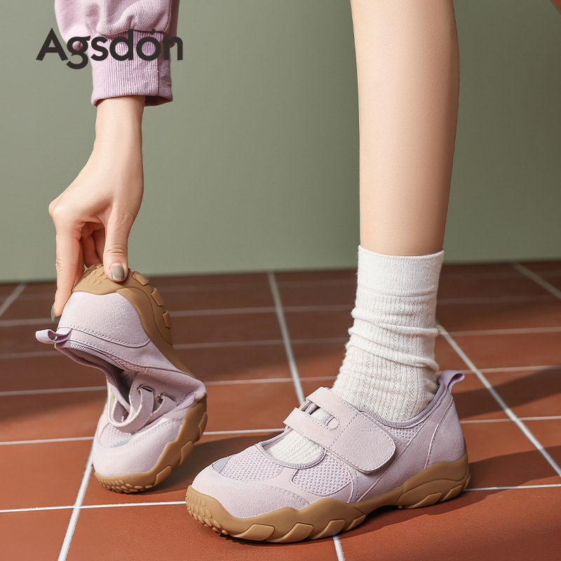 Augu Shi Deng deportivo Marizhen zapatos para mujeres 2025 nuevo verano con suela gruesa Velcro zapatos de entrenamiento casual Gump zapatos