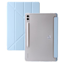 适用三星S9/S9FE保护壳笔槽s10FE+透明亚克力Y折防摔皮套S9plus