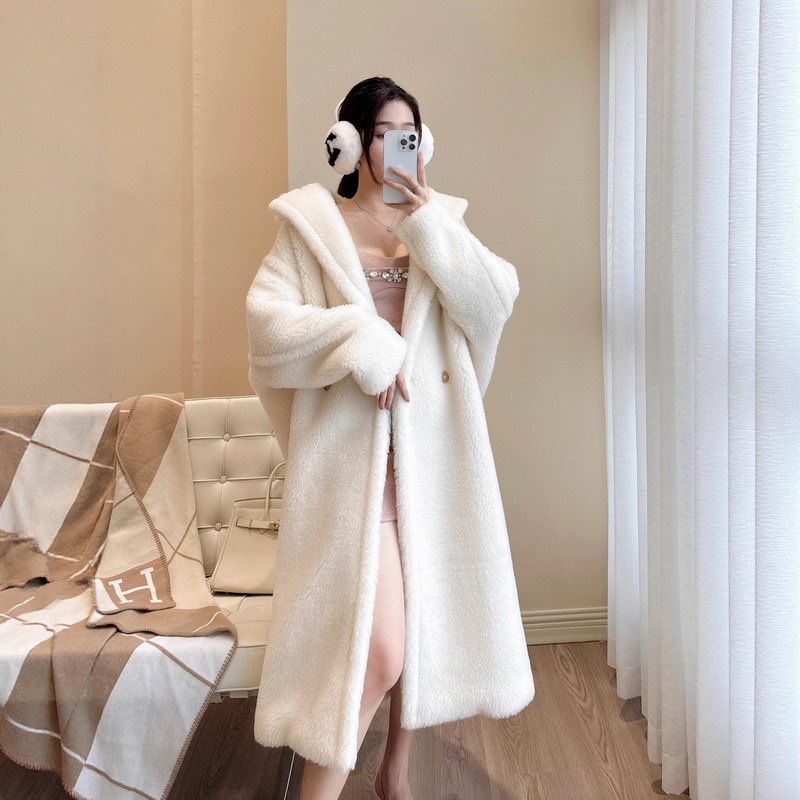 High-Quality m Family Teddy Bear Outwear Women's Autumn and Winter Fur Outwear Wool Alpaca Mid-Length
