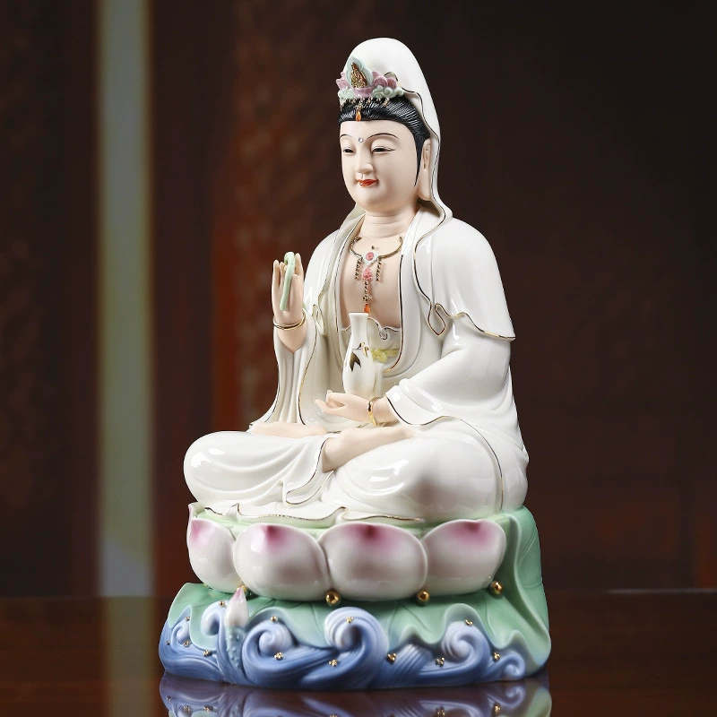 Dehua Ceramics Sitting Lotus Smile Guanyin Buddha Statue at home worships home ornaments Guanyin Bodhisattva Statue Smile Guanyin