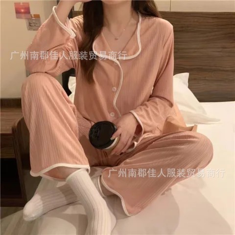 Pijamas de dona a la moda para mujer 2025, ropa de estar en casa de manga larga para influenceras de internet, pijamas para dropshipping de transmisiones en vivo para mujer.