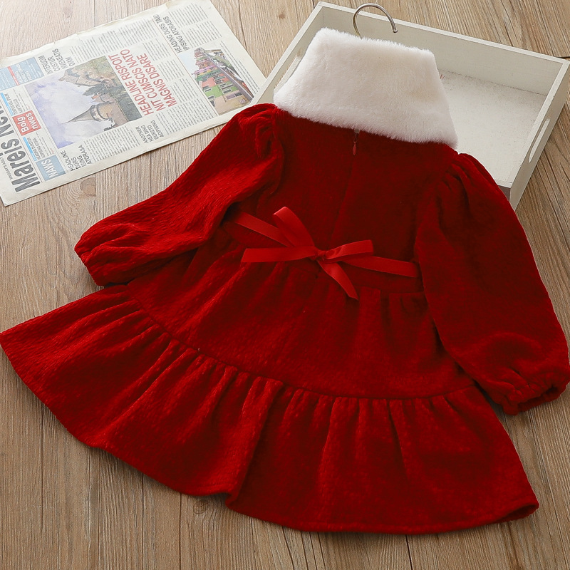 Vêtements pour filles, nouveaux styles d'automne et d'hiver, robes de princesse pour enfants de Noël en peluche épaisse de petite et moyenne taille,_voghion.com