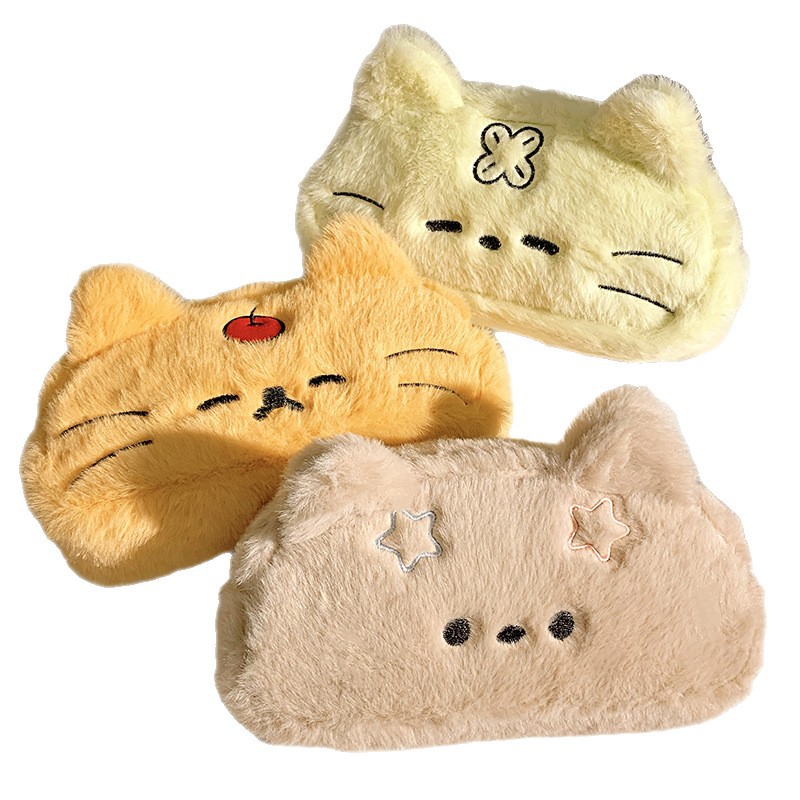 Genuine plush cute capacious universal pencil case for students, high quality stationery, cat 5