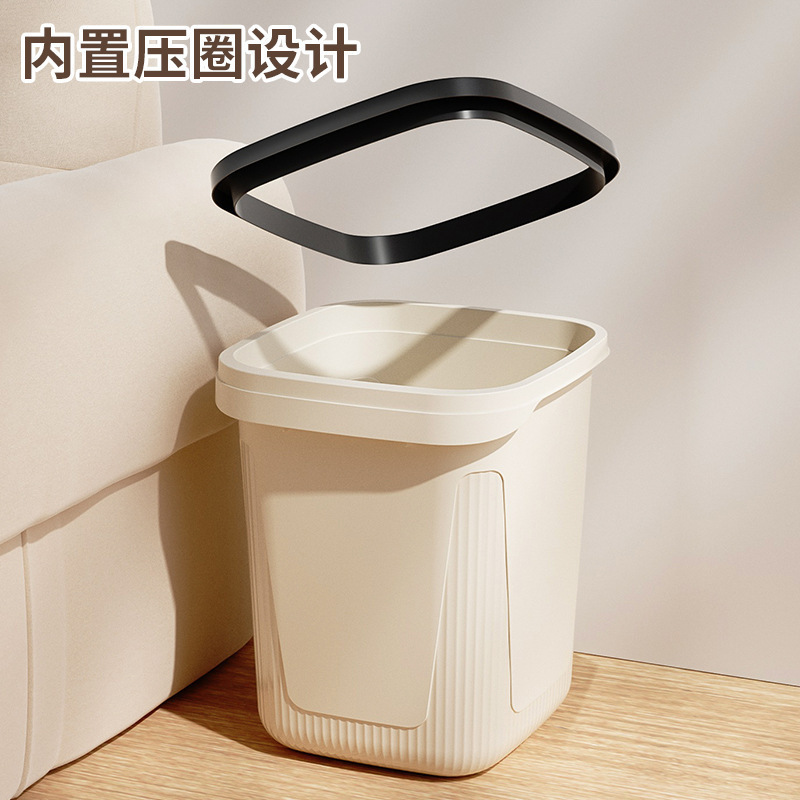 Wholesale Kitchen Trash Can Household Pressure-Sensitive Ring Thickened Large-Capacity Trash Basket Bedroom Living Room Office Trash Can