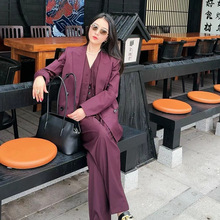 ED明星同款西装外套秋冬新款复古女绅士精纺羊毛西服宽松型长袖