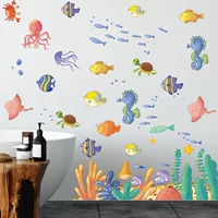 Новый LD93040 Мультфильм Подводный мир маленькие рыбки Коралл детская комната ванная комната украшение дома стикер стены самоклеящаяся