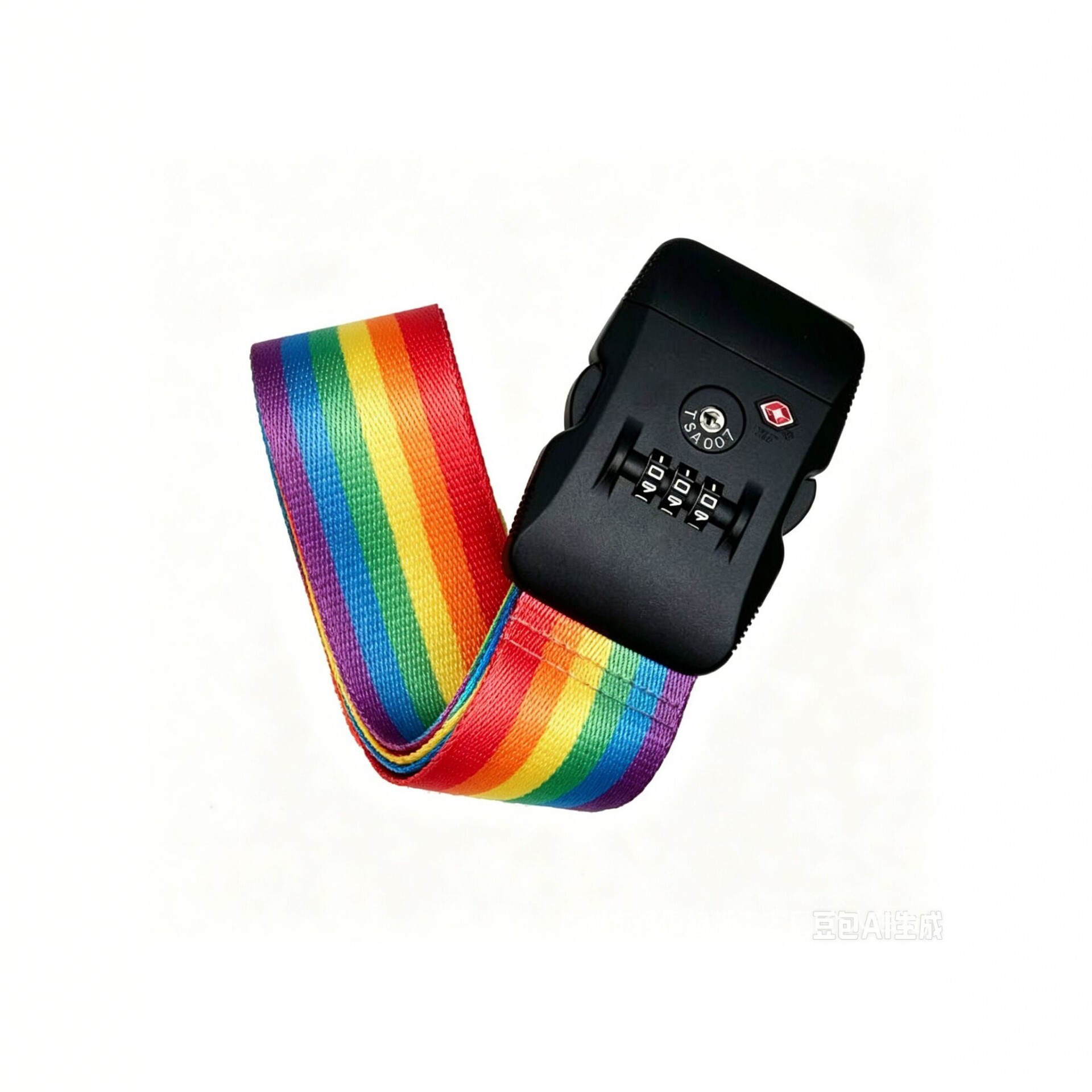 TSA-approved luggage strap with combination lock, rainbow-colored nylon travel suitcase strap, anti-theft luggage securing strap, available in multiple colors