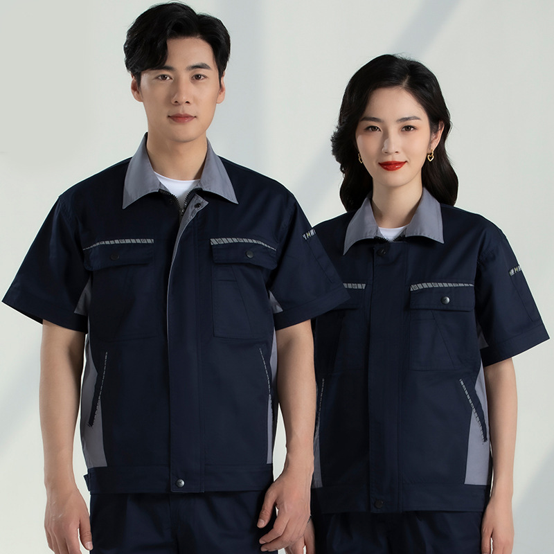 Trajes de trabajo de mangas cortas para hombres desgaste sitio de construcción de reparación de automóviles ropa mecánica y eléctrica fábrica de ropa de seguro laboral personalizada
