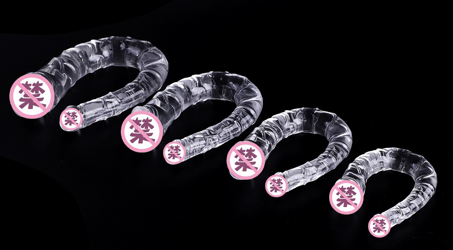 Crystal Transparent U-Shaped Double-Headed Dildo, TPE Dual-Ended Adult Toy — detail image 3