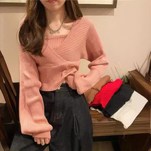 假二件针织衫女春季新款设计感小众短款甜美显瘦内搭打底衫上衣女