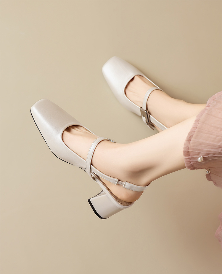 Giày sandal Mary Jane nữ quai ngang gót cao phong cách thanh lịch — BL795 Màu be chi tiết 13