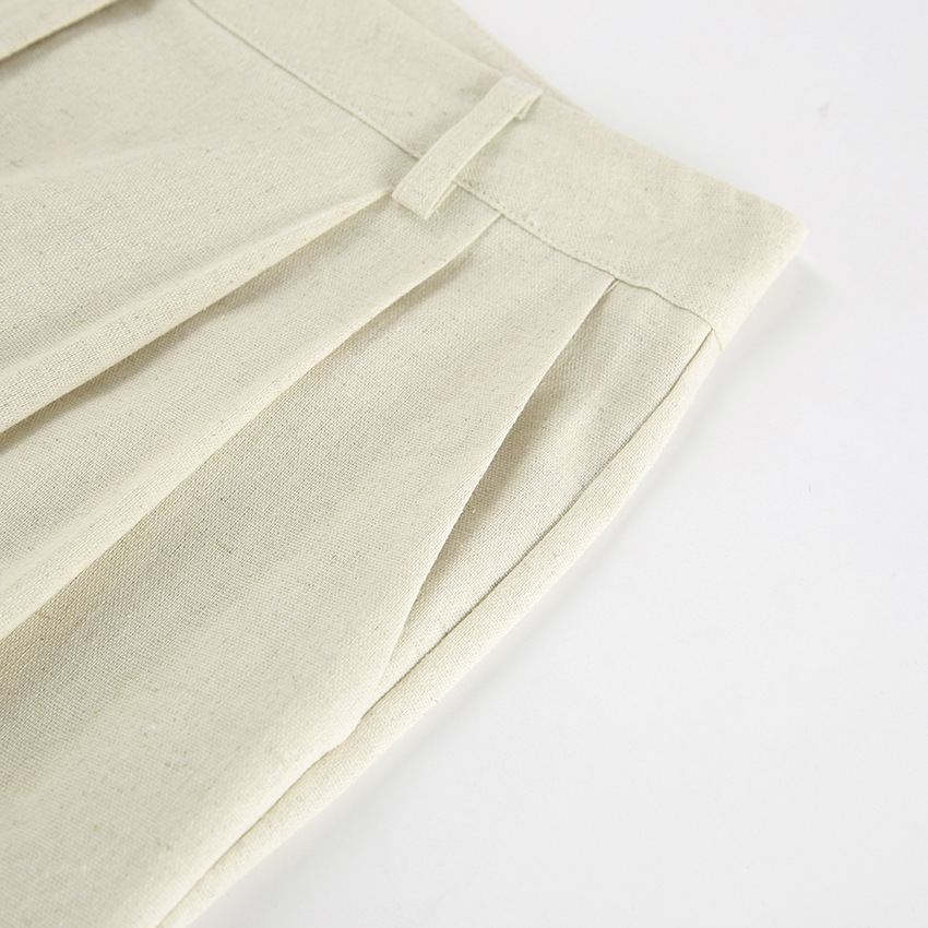 Ropa de mujer Traje casual de moda de verano de algodón y lino de color puro chaleco suelto sexy sin mangas pantalones versátiles traje simple de dos piezas_voghion.com