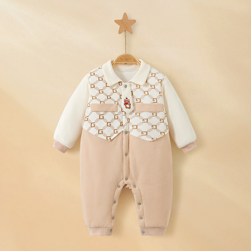 Uniforme de bebé otoño y invierno recién nacidos delgado algodón intercalado vestido exterior engrosado para niños y niñas calentamiento de invierno ropa de bebé