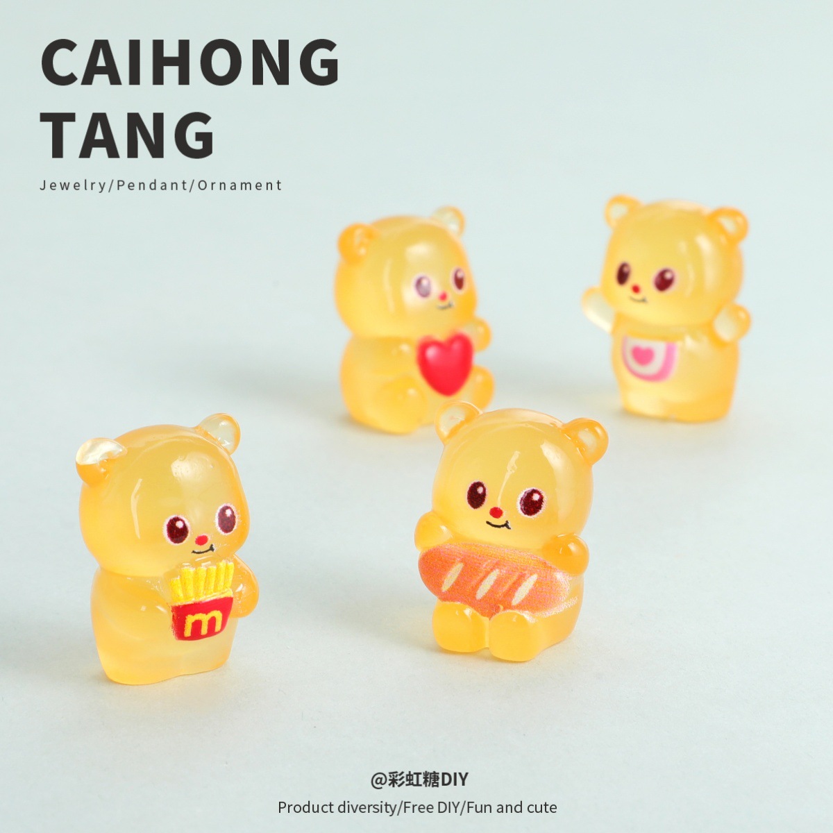 樹脂 diy かわいい装飾品発光ミニクマジュエリーアクセサリー自家製装飾品携帯電話ケースペンダント