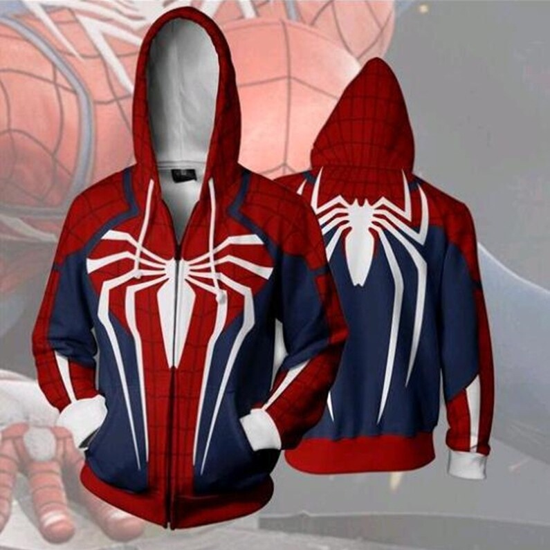 3D Digital Printing Spider New Era Little Black Spider Cosplay Anime Zipper Cardigan Hooded Sweatshirt for Men