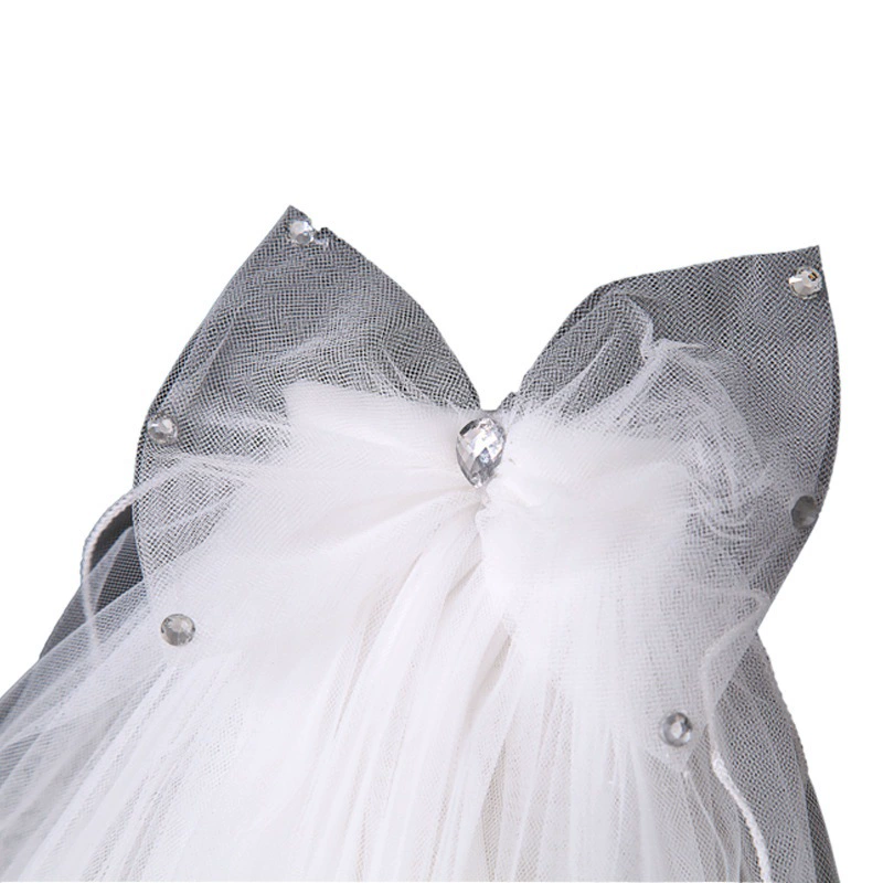 Детское свадебное платье Свадебное платье принцессы гребень двухслойная бабочка ручной работы со стразами Свадебные аксессуары Фата оптом