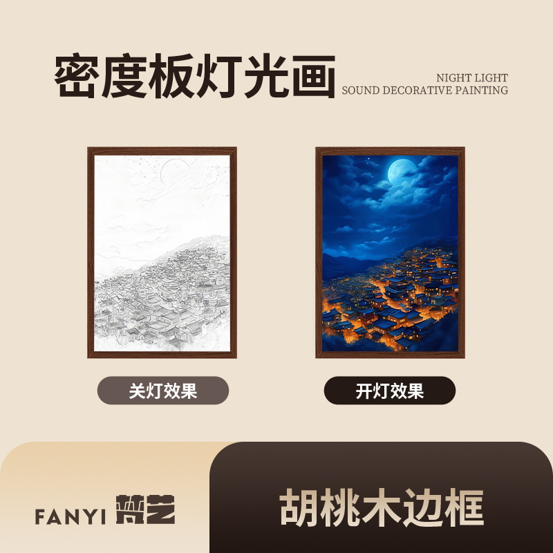 ソース工場 Fan Yi 新しい中国風木目調ライト絵画玄関オフィス装飾企業ギフトロゴカスタマイズ|undefined
