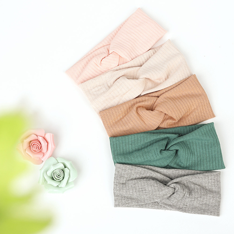 Wholesale Infant Solid Color Thread Cross Rabbit Ears Pinstripe Headband display picture 2
