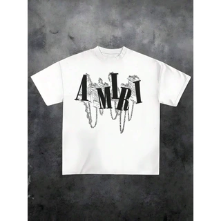 欧码跨境纯棉 MIRIs Chain Drip Graphic Logo Print Graphic Tee
