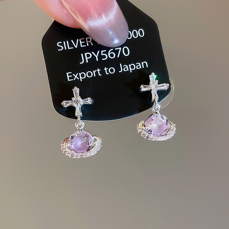 Aguja de plata Corea del Sur diamante Opal flor pendientes diseño fresco Rosa pendientes moda pendientes dulces al por mayor