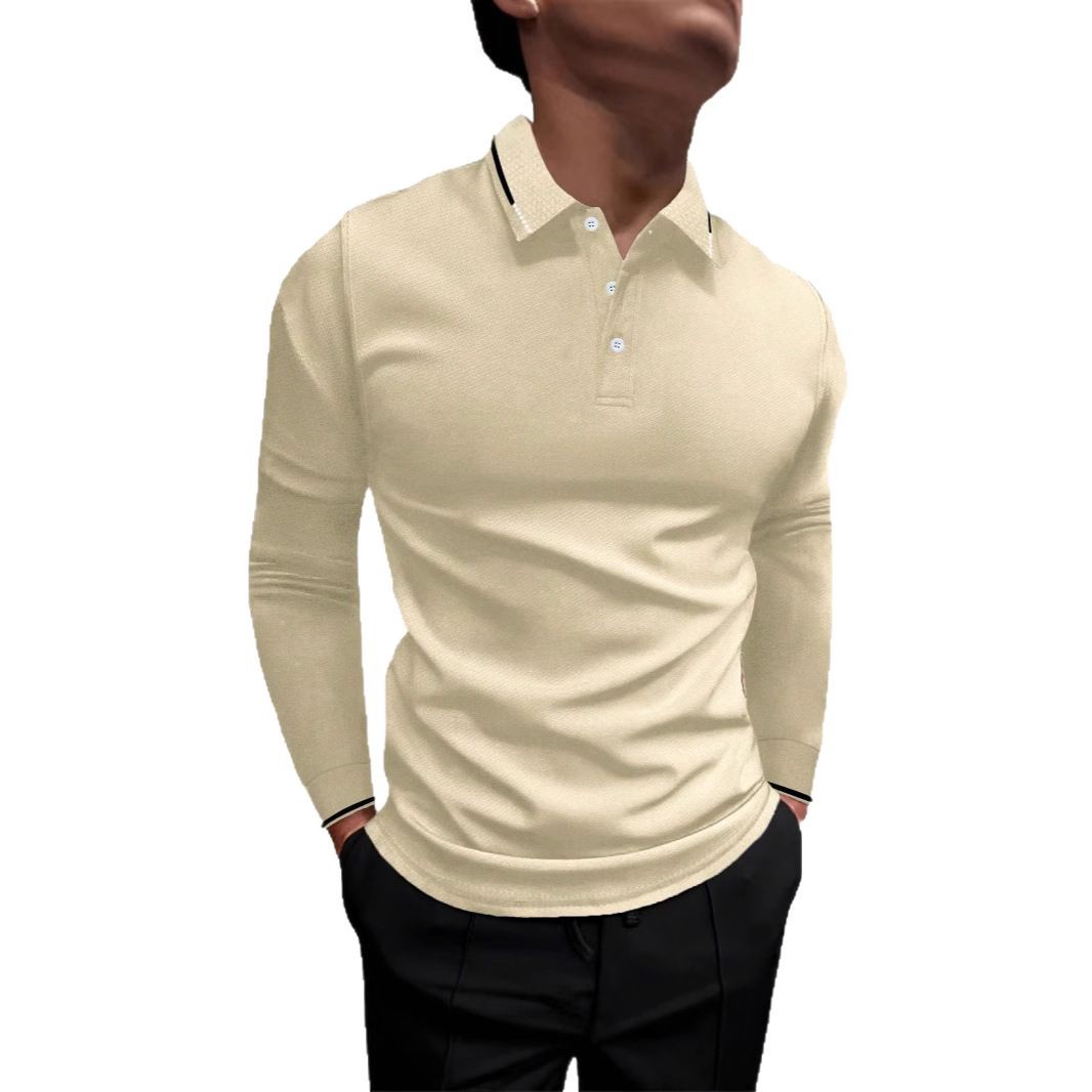 Amazon Europa y América Comercio exterior transfronterizo negocio de los hombres otoño fitness Deportes Ocio cuello alto manga larga Polo de rayas verticales