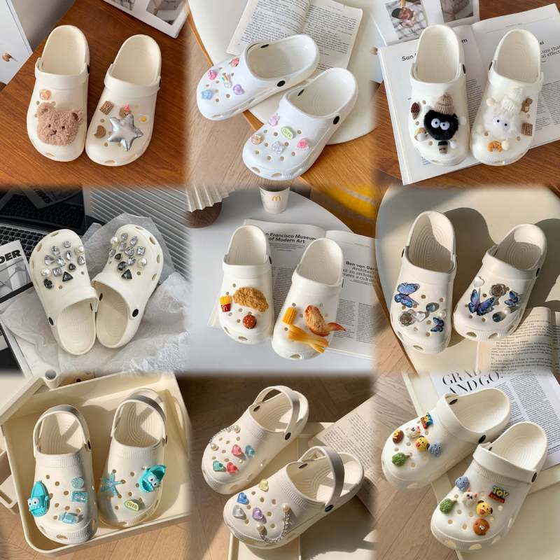 2024 popular cross-border hole shoes women's casual versatile ins student cute cartoon closed toe beach sandals