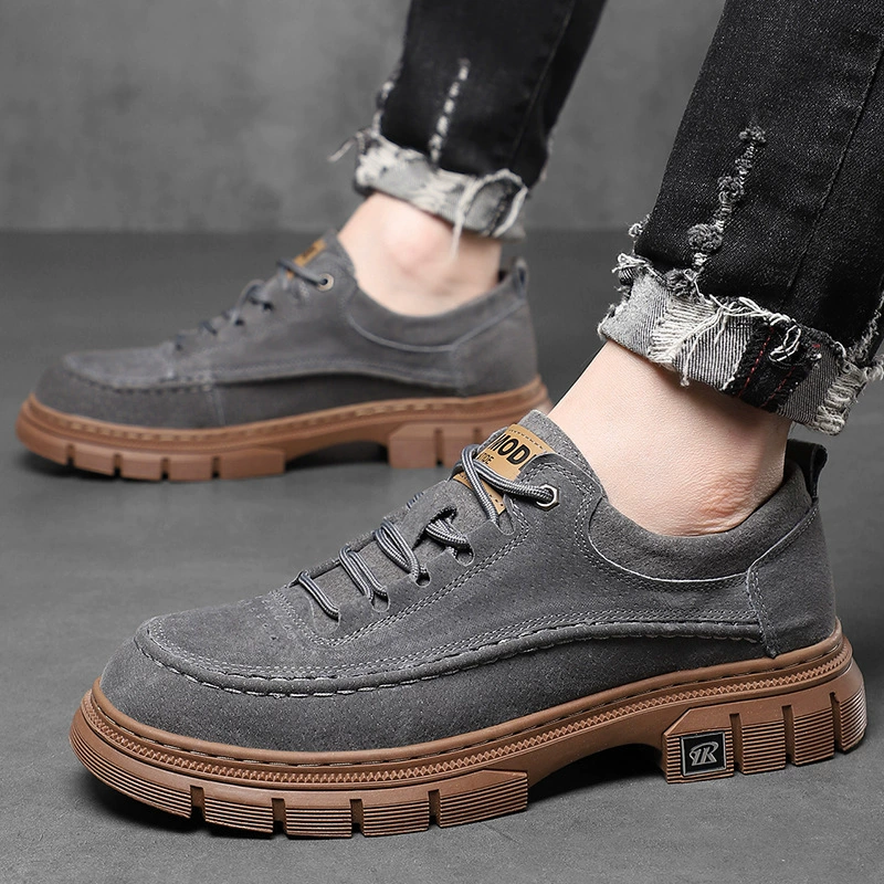 Мужская обувь 2025 весна новая кожаная обувь мужская повседневная мягкая подошва дикая красивая спортивная противоскользящая повседневная рабочая обувь
