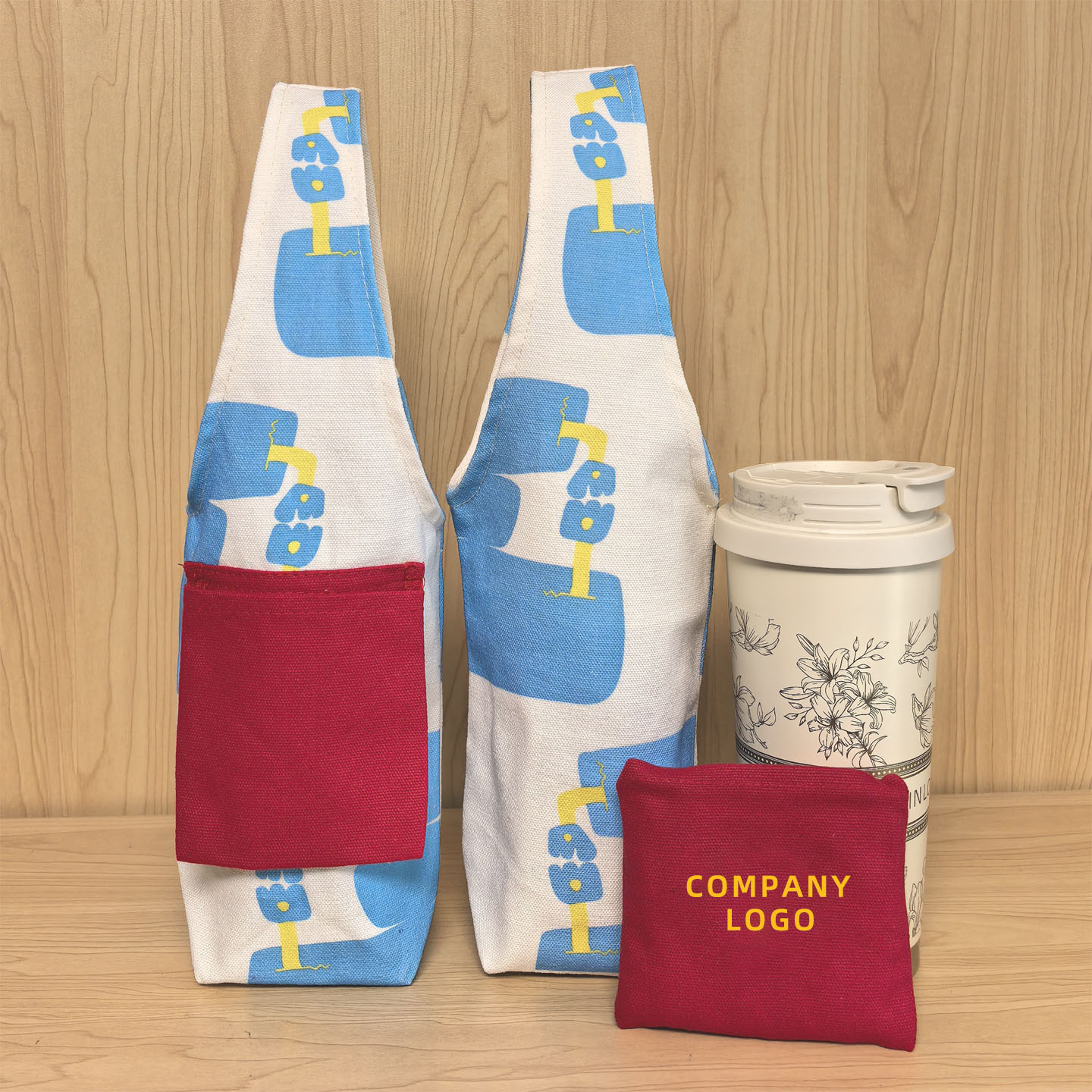 INS双层手提袋奶茶帆布袋咖啡保温布袋茶饮料杯袋广告礼品袋logo