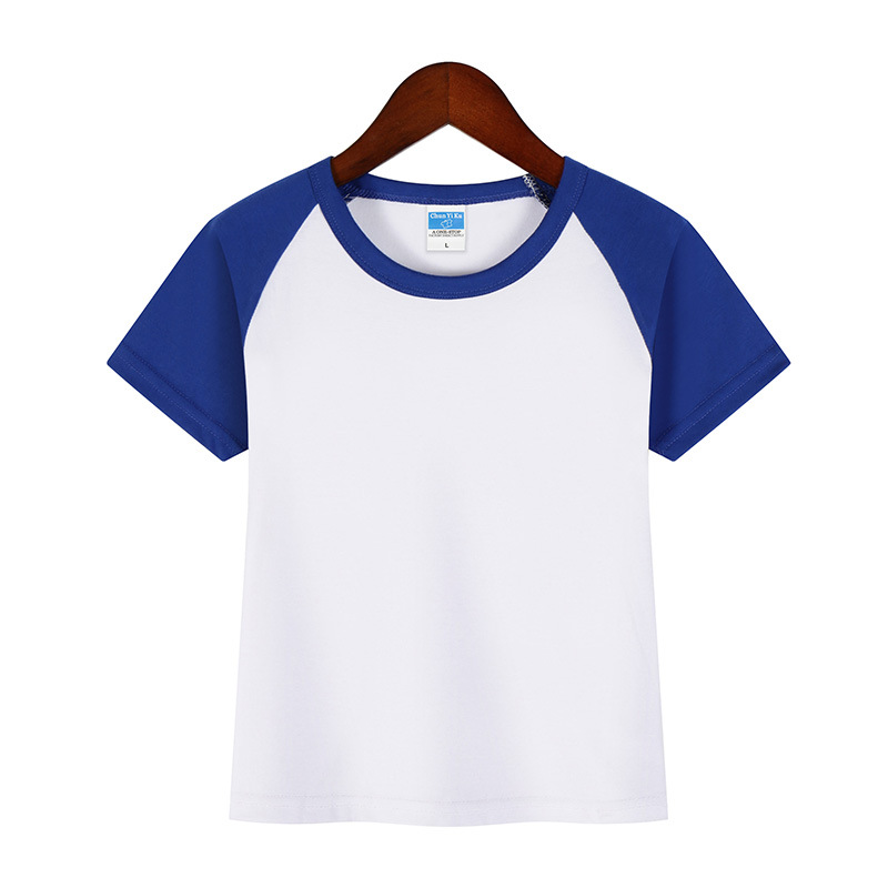 Padres-hijos ropa deportiva de color colchón hombro camiseta publicitaria de cuello redondo de manga corta personalizada uniformes de graduación de niños camiseta de algodón personalizada