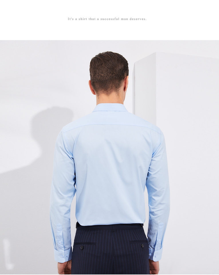 Áo sơ mi nam dài tay công sở cổ vuông, cotton chải kỹ sợi 80 dệt đôi, phong cách doanh nhân — Trắng - Cổ vuông - Dài tay, Trắng - Cổ vuông - Tay ngắn, Xanh nhạt - Cổ vuông - Tay dài, Xanh nhạt - Cổ vuông - Tay ngắn chi tiết 19