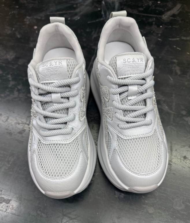 Giày sneaker nữ đế dày tăng chiều cao lưới thoáng khí mùa hè phong cách thể thao — M2916-2 Vàng kem, M2916-2 Xám kem, M2916-2 Xám chi tiết 31