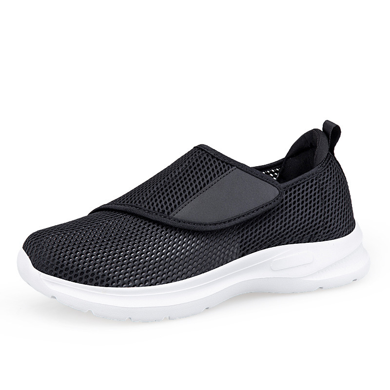Summer Walking Shoes for Men and Women, Mom and Dad Casual Sports Shoes, Low-Cut Hole Single Mesh Velcro Slip-On Running Shoes