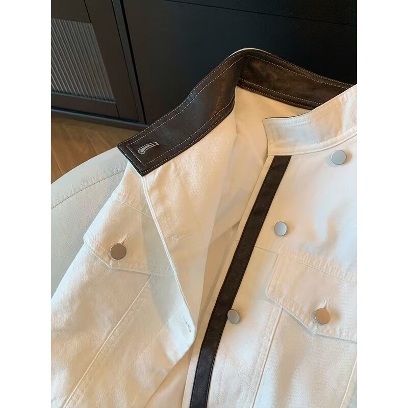 Korean-Style Retro Patchwork Color-Block Stand-Collar Short Jacket for Women, Autumn Season, Versatile and Stylish, New Loose-Fitting Jacket Top