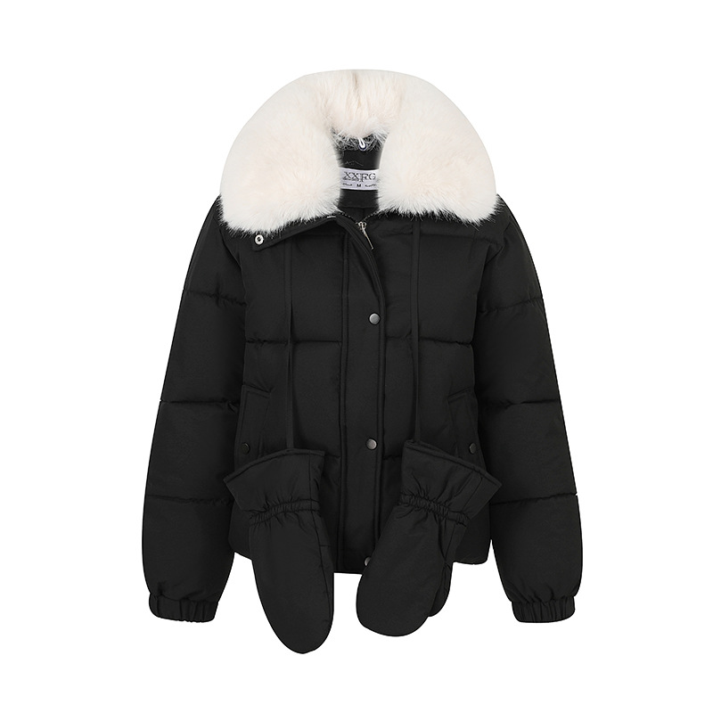2025 comercio exterior nuevo estilo coreano guantes cortos sueltos ropa de algodón mujer cálida con capuchón grueso chaqueta de algodón
