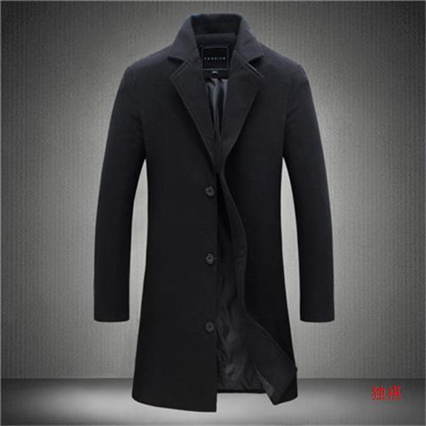 Stylish trendy coat: handsome mid-length wool overcoat, men's trench coat, slim-fit versatile suit in gray—perfect for evening events.