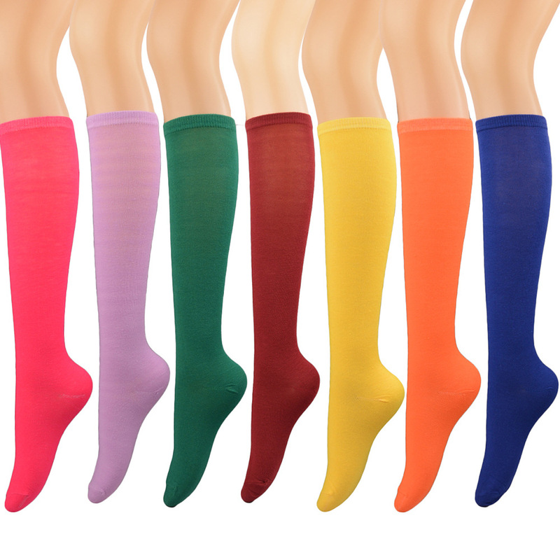 Jie Wu Cross-border Middle Tube Solid Color Knee-length Women's Socks Half Socks Dance Performance Regular Four Seasons Universal Orange