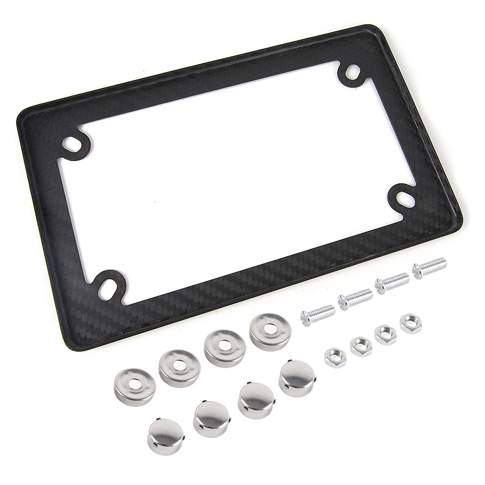 Us Standard 4-Hole Motorcycle License Plate Frame, Matte Dry Carbon License Plate Frame, Us Standard License Plate Holder Modification Accessories