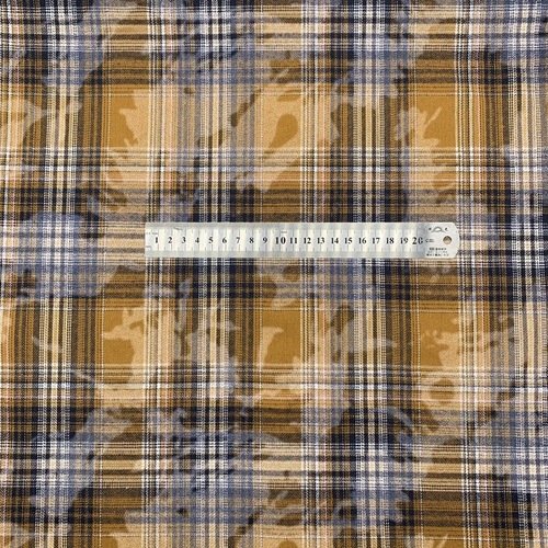 Plain weave twill 21-count shirt coat half skirt pants fabric grid cloth, paint printing distressed grid fabric