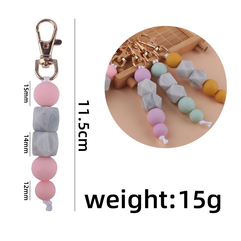 Nuevo DIY creativo llavero de oro colgante mármol octogonal cuentas de silicona llavero colgante bolsa colgante