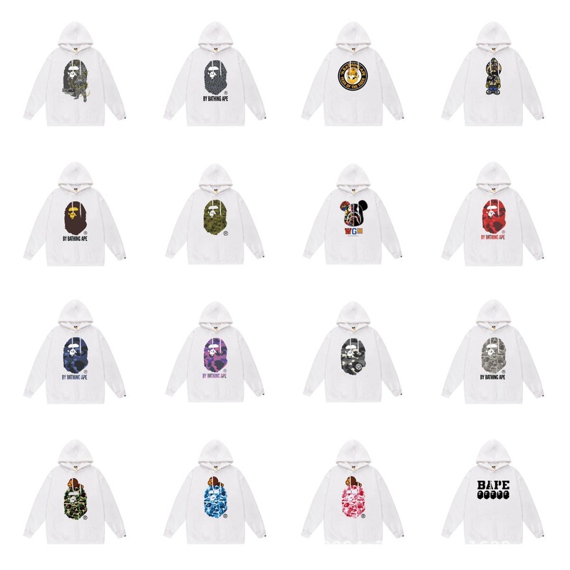 Bape Trendy Brand Single-Sided Printed Hooded Sweatshirt Autumn and Winter New Hip-Hop Trendy Unisex Style