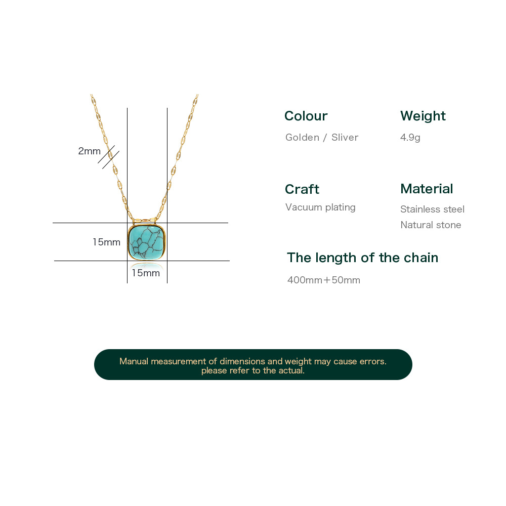 Fashion Geometric Stainless Steel Plating Turquoise Pendant Necklace 1 Piece