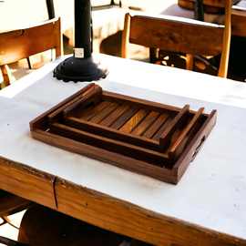 定制木制酒店托盘餐厅上菜盘卫生间洗漱用品收纳盘桌摆件茶盘复古